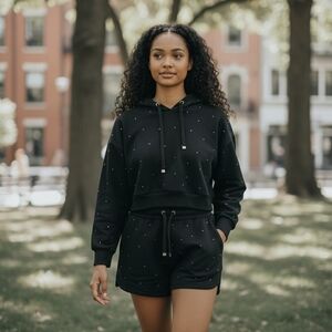 Women's Forever 21 Black Hoodie And Short Set